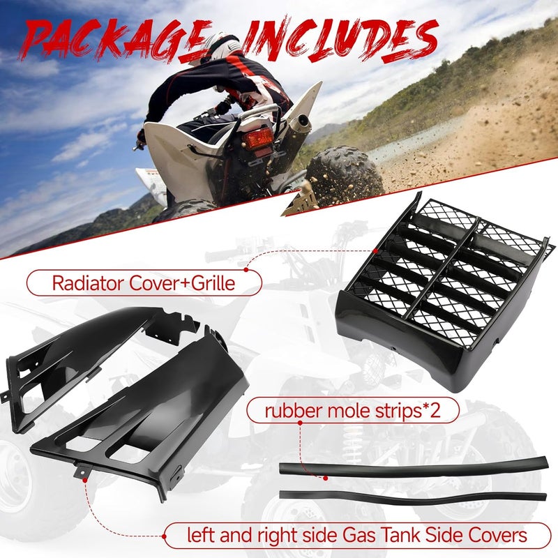 ATVMaster Black Plastic Gas Tank Side Covers with Grill, Compatible with Yamaha Banshee 350 1987-2006, 2-PC Set, OE 2GU-21711-90-00, 2GU-21721-90-00, 2GU-2171L-00-00 - Image 4